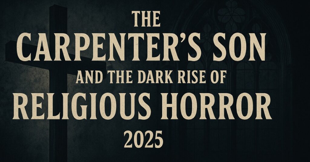 Atmospheric promotional image symbolizing religious horror for The Carpenter’s Son, a 2025 horror film about faith and terror. • Caption: The Carpenter’s Son promises to redefine religious horror in 2025 with a dark and unsettling vision.